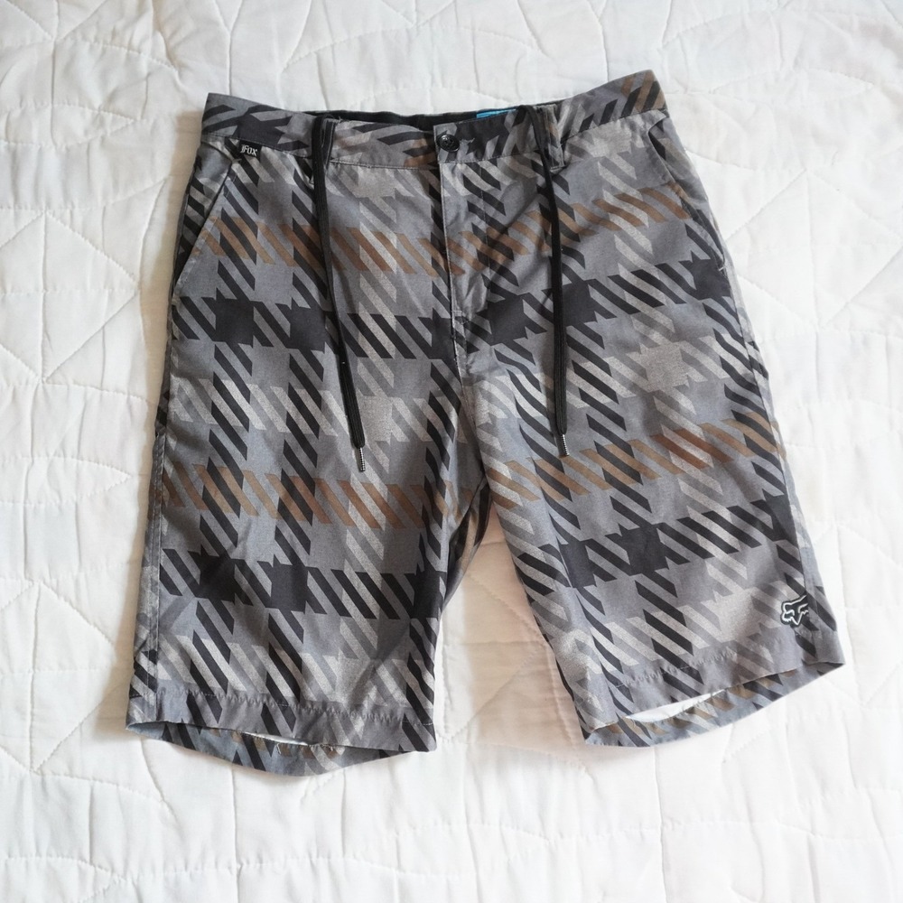 Fox Racing Men's Hydro Board Shorts Geometric Print Black Gray Brown Size 32